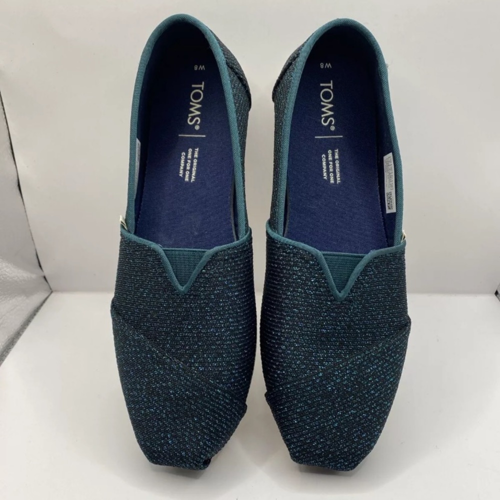 Toms Women's Alpargata Glitter Slip-On Shoes Size 8w Gently Worn